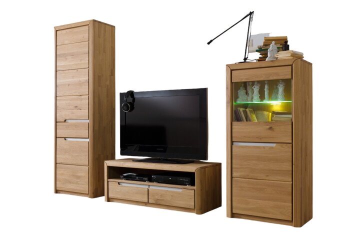 Wohnzimmerschrank Massivholz Ianka 250x198x46 Wohnwand...