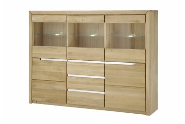 Wohnzimmereinrichtung Massivholz Ianka Wohnzimmer komplett 5-tlg. Wildeiche Bianco geölt 90067