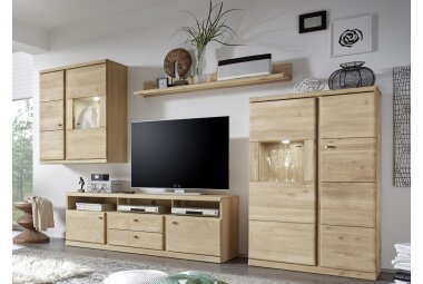 Wohnzimmerschrank Teilmassiv Ianisha 305x210x46 Wohnwand...