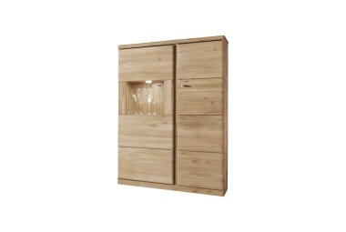 Wohnzimmerschrank Teilmassiv Ianisha 305x210x46 Wohnwand Wildeiche Bianco geölt 20126