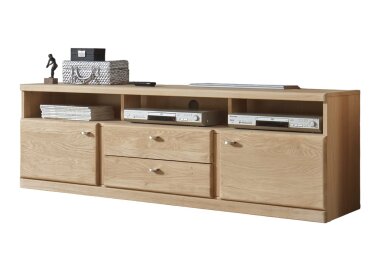 Wohnzimmerschrank Teilmassiv Ianisha 305x210x46 Wohnwand Wildeiche Bianco geölt 20126