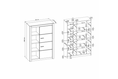 Stauraumelement Janel 96x141x37 Stauraumschrank Wild Eiche/Asteiche massiv geölt 10063