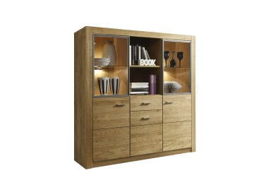 Highboard Janel 137x141x42 Anrichte Wild Eiche/Asteiche massiv geölt 10066