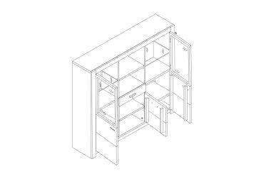 Highboard Janel 137x141x42 Anrichte Wild Eiche/Asteiche massiv geölt 10066