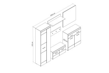 Garderobenset Jael 250x193x34 Garderobe komplett (5-tlg.) Artisan Oak/White HG 10094