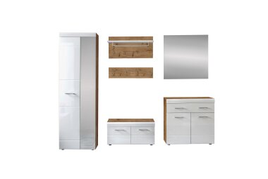 Garderobenset Jael 250x193x34 Garderobe komplett (5-tlg.) Artisan Oak/White HG 10094