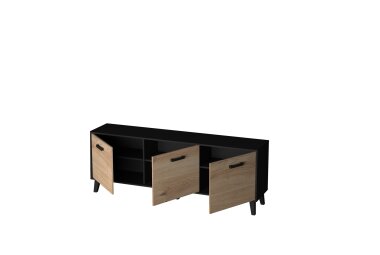 TV-Unterschrank Jaida 186x68x39 Lowboard Schwarz/Artisan 10095