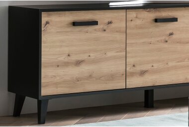 TV-Unterschrank Jaida 186x68x39 Lowboard Schwarz/Artisan 10095