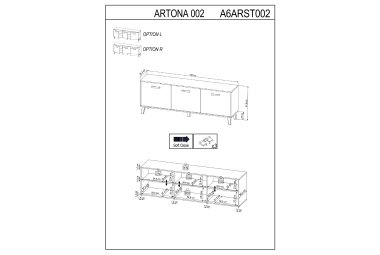 TV-Unterschrank Jaida 186x68x39 Lowboard Schwarz/Artisan 10095