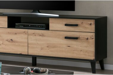 TV-Unterschrank Jaida 186x68x39 Lowboard Schwarz/Artisan 10096