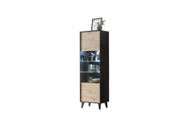 Vitrine Jaida 65x199x39 Vitrinenschrank Schwarz/Artisan 10097