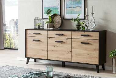 Sideboard Jaida 186x85x39 Anrichte Schwarz/Artisan 10103