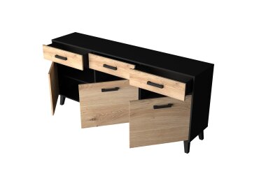 Sideboard Jaida 186x85x39 Anrichte Schwarz/Artisan 10103