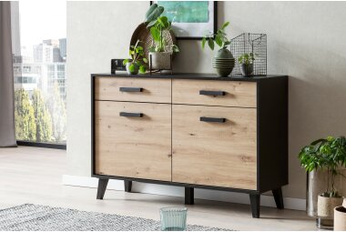 Sideboard Jaida 125x85x39 Anrichte Schwarz/Artisan 10104