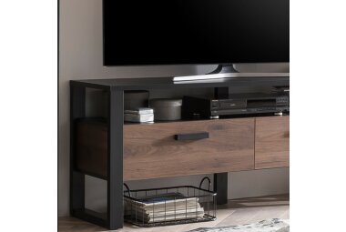 TV-Unterschrank Jami 150x63x43 Lowboard Schwarz-Okapi Nuss/Okapi Nuss 10131