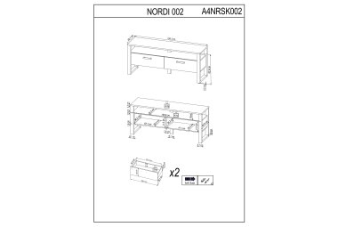 TV-Unterschrank Jami 150x63x43 Lowboard Schwarz-Okapi Nuss/Okapi Nuss 10131