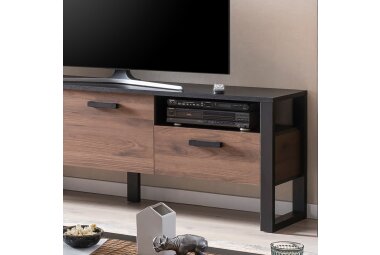 TV-Unterschrank Jami 180x63x43 Lowboard Schwarz-Okapi Nuss/Okapi Nuss 10132