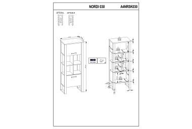 Stauraumelement Jami 62x163x39 Stauraumschrank Schwarz-Okapi Nuss/Okapi Nuss 10135