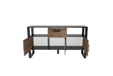 Sideboard Jami 160x90x45 Anrichte Schwarz-Okapi Nuss/Okapi Nuss 10140