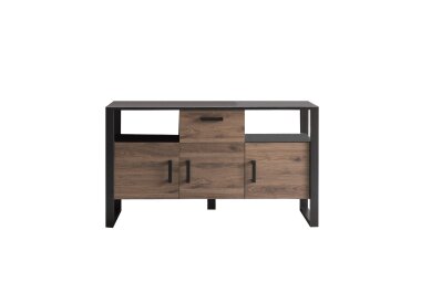 Sideboard Jami 160x90x45 Anrichte Schwarz-Okapi Nuss/Okapi Nuss 10140