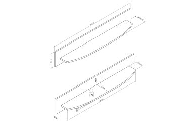 Wandboard Jandy 150x25x24 Wandregal Anthrazit/Weiß 10161