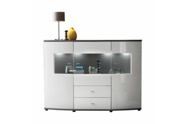 Highboard Jandy 160x117x42 Anrichte Weiß/Anthrazit/Weiß HG 10162