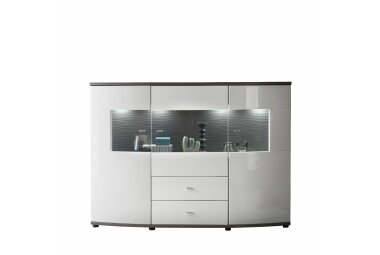 Highboard Jandy 160x117x42 Anrichte Weiß/Anthrazit/Weiß HG 10162