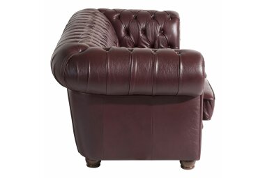 Sofa 3-Sitzer Kalea Bezug Wischleder Buche nussbaum dunkel / rot 21373