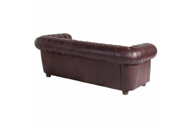 Sofa 3-Sitzer Kalea Bezug Wischleder Buche nussbaum dunkel / rot 21373