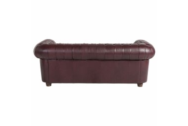 Sofa 3-Sitzer Kalea Bezug Wischleder Buche nussbaum dunkel / rot 21373