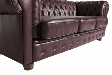 Sofa 3-Sitzer Kalea Bezug Wischleder Buche nussbaum dunkel / rot 21373