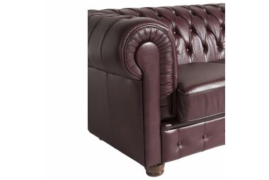 Sofa 3-Sitzer Kalea Bezug Wischleder Buche nussbaum dunkel / rot 21373