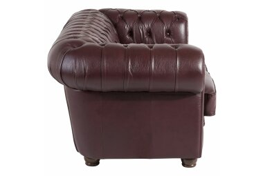 Sofa 2-Sitzer Kalea Bezug Wischleder Buche nussbaum dunkel / rot 21374