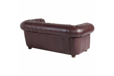 Sofa 2-Sitzer Kalea Bezug Wischleder Buche nussbaum dunkel / rot 21374