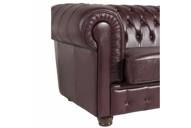 Sofa 2-Sitzer Kalea Bezug Wischleder Buche nussbaum dunkel / rot 21374