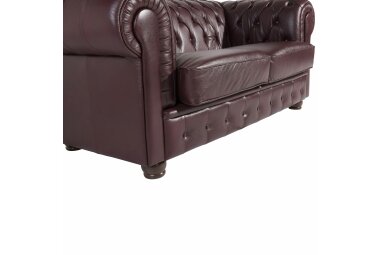 Sofa 2-Sitzer Kalea Bezug Wischleder Buche nussbaum dunkel / rot 21374