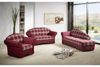 Sofa 2-Sitzer Kama Bezug Flachgewebe Buche natur / rot 21556