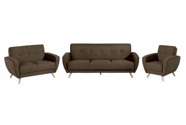 Sofa 3-Sitzer mit Bettfunktion Karen Bezug Samtvelours (mit Clean-Abo Ausrüstung) Buche natur / braun 21838