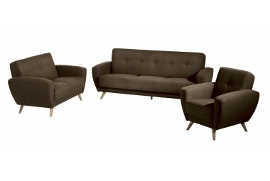 Sofa 3-Sitzer mit Bettfunktion Karen Bezug Samtvelours (mit Clean-Abo Ausrüstung) Buche natur / braun 21838