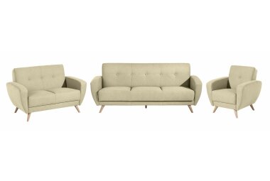 Sofa 3-Sitzer mit Bettfunktion Karen Bezug Samtvelours (mit Clean-Abo Ausrüstung) Buche natur / beige 21841