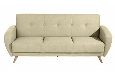 Sofa 3-Sitzer mit Bettfunktion Karen Bezug Samtvelours (mit Clean-Abo Ausrüstung) Buche natur / beige 21841