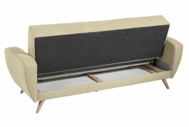 Sofa 3-Sitzer mit Bettfunktion Karen Bezug Samtvelours (mit Clean-Abo Ausrüstung) Buche natur / beige 21841