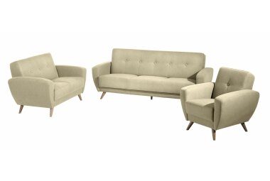 Sofa 3-Sitzer mit Bettfunktion Karen Bezug Samtvelours (mit Clean-Abo Ausrüstung) Buche natur / beige 21841