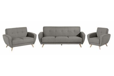 Sofa 3-Sitzer mit Bettfunktion Karen Bezug Samtvelours (mit Clean-Abo Ausrüstung) Buche natur / grau 21847