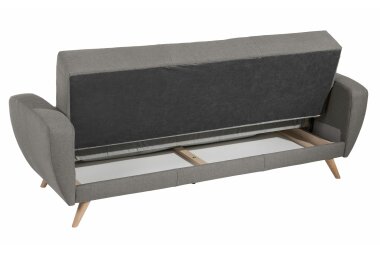 Sofa 3-Sitzer mit Bettfunktion Karen Bezug Samtvelours (mit Clean-Abo Ausrüstung) Buche natur / grau 21847