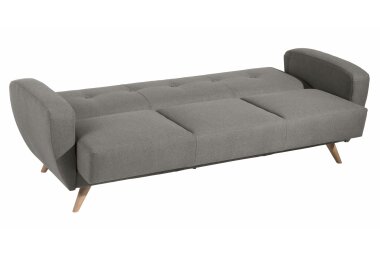 Sofa 3-Sitzer mit Bettfunktion Karen Bezug Samtvelours (mit Clean-Abo Ausrüstung) Buche natur / grau 21847