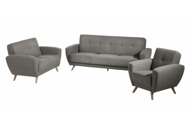 Sofa 3-Sitzer mit Bettfunktion Karen Bezug Samtvelours (mit Clean-Abo Ausrüstung) Buche natur / grau 21847