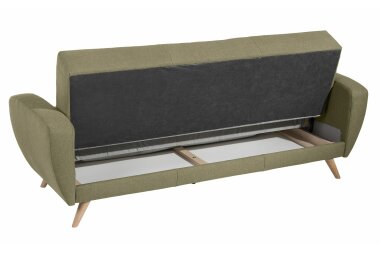 Sofa 3-Sitzer mit Bettfunktion Karen Bezug Samtvelours (mit Clean-Abo Ausrüstung) Buche natur / oliv 21853