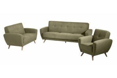 Sofa 3-Sitzer mit Bettfunktion Karen Bezug Samtvelours (mit Clean-Abo Ausrüstung) Buche natur / oliv 21853