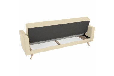 Sofa 3-Sitzer mit Bettfunktion Karisa Bezug Flachgewebe Buche natur / beige 21914